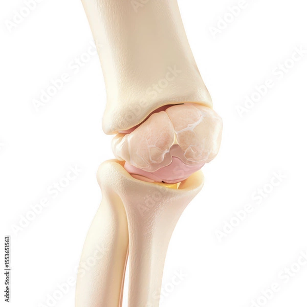 Fototapeta Detailed 3d rendering of the human knee joint anatomy isolated on transparent background