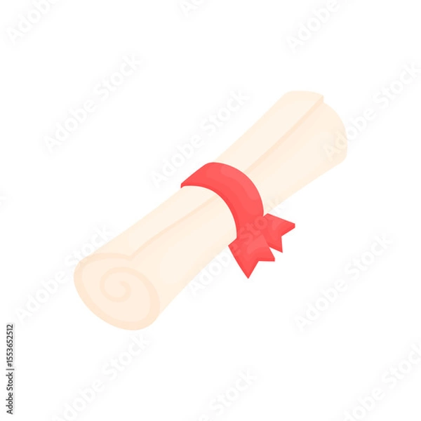 Obraz A roll of parchment tied with a red ribbon. An ancient form of writing. A symbol of education. Back to school concept.