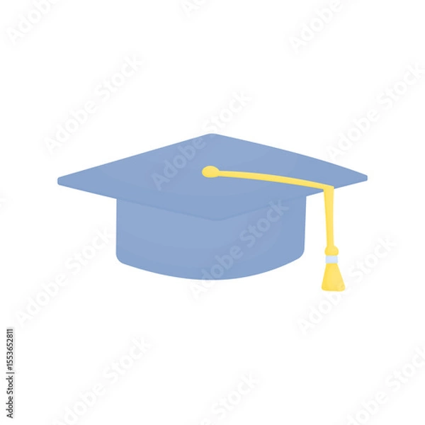 Obraz Graduation hat in blue. Symbol of graduation. Elements of education. Back to school