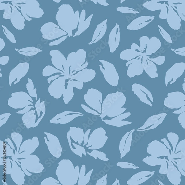Fototapeta Flowers have organic shape with seamless background. Simple abstract floral pattern. Modern printing. Ideal for textile design, wallpaper, cards, posters and decoration.
