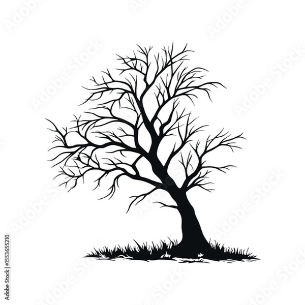 Fototapeta "Minimalist Dead Tree Design – Black Silhouette Vector Illustration in EPS Format"

