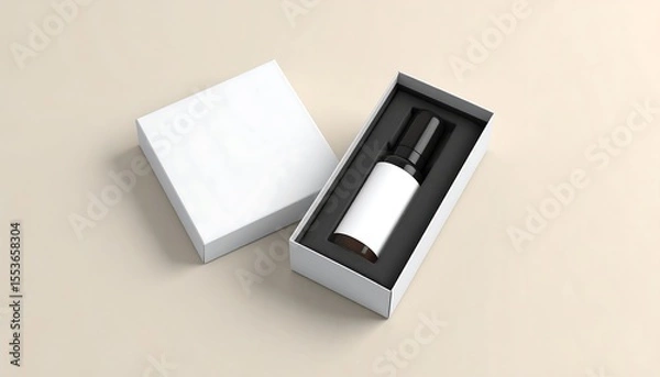 Fototapeta Minimalist Bottle Product in a Box Presentation with Blank Wrap Label
