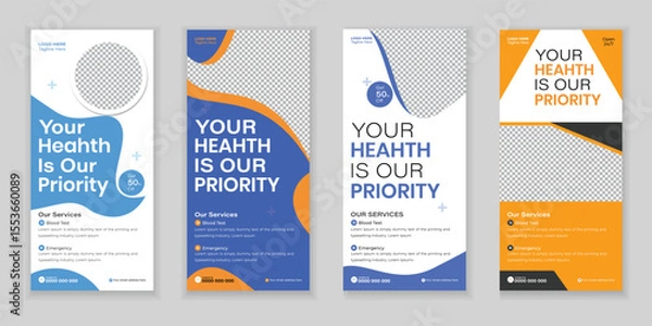 Fototapeta Bundle Medical Roll Up, DL ​​Flyer, and Rack Card Design Template for Your Business