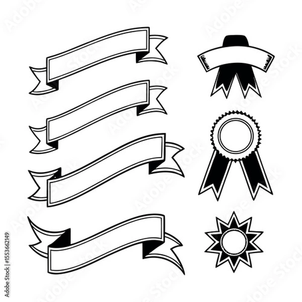 Fototapeta "Set of Blank Ribbon Banners – Decorative Vector Silhouettes in EPS Format"

