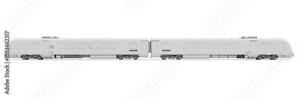 Obraz Passenger Train in Clay Style Render on White Background 3D Rendering