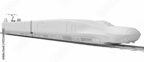 Fototapeta Passenger Speed Train in Clay Style Render on White Background 3D Rendering