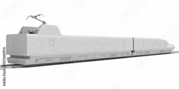 Fototapeta Passenger Speed Train in Clay Style Render on White Background 3D Rendering