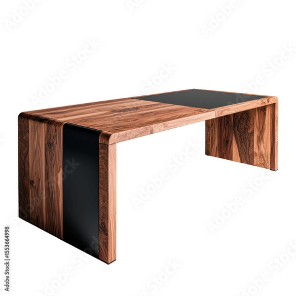 Fototapeta Dual-surface L-shape table with two-tone finish and plenty of legroom, modern and practical on transparent background