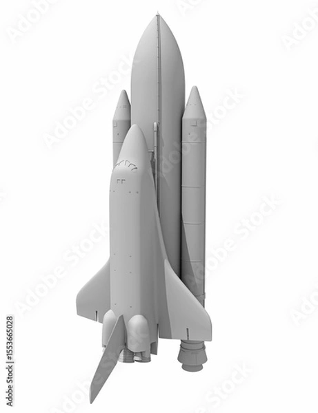 Obraz Space Shuttle in Clay Style Render on White Background 3D Rendering