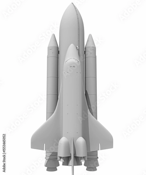 Fototapeta Space Shuttle in Clay Style Render on White Background 3D Rendering