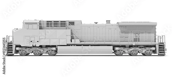 Fototapeta Diesel Locomotive in Clay Style Render on White Background 3D Rendering