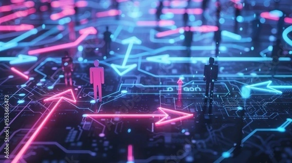 Fototapeta Navigating the Digital Maze, Journey Through Complex Choices