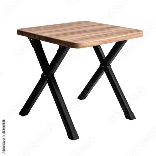 Fototapeta Foldable square desk for small spaces, lightweight build with plastic top on transparent background