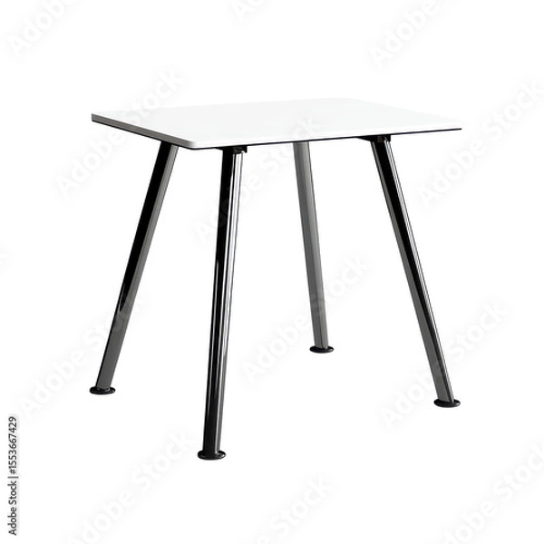 Fototapeta Single desk with acrylic top and minimalist aluminum legs, ultra-modern design on transparent background
