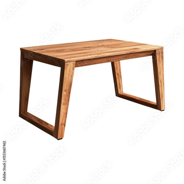 Fototapeta Simple V-shape wooden table with light oak surface and open frame, ideal for study or writing on transparent background
