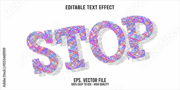 Fototapeta Editable text effect STOP word art typography illustration template style premium vector