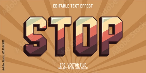 Fototapeta Editable text effect STOP word art typography illustration template style premium vector