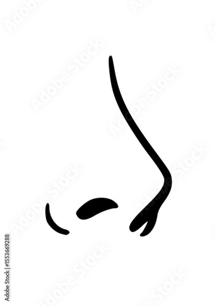 Fototapeta Minimalist line drawing of a stylized nose on a white background, emphasizing its shape and contours.