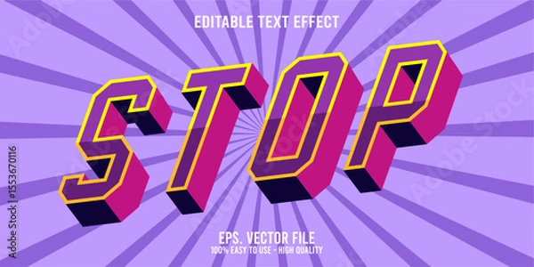 Fototapeta Editable text effect STOP word art typography illustration template style premium vector