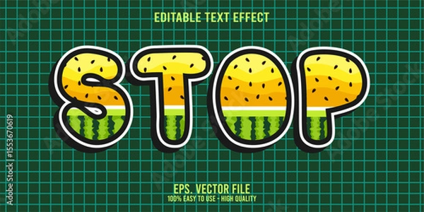 Fototapeta Editable text effect STOP word art typography illustration template style premium vector