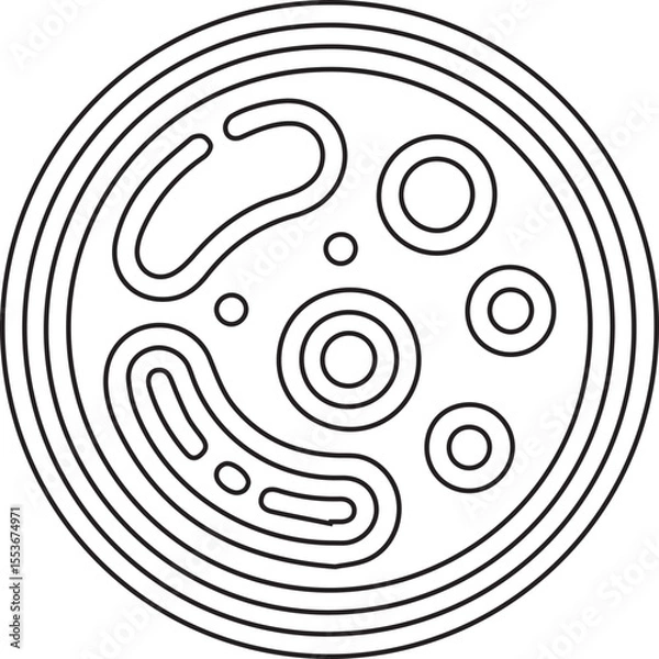 Fototapeta Vector illustration of a biological cell with clean black editable stroke on transparent background perfect for medical diagrams, science infographics, education visuals, and biology presentations

