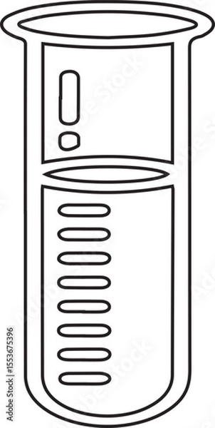 Fototapeta Vector illustration of a graduated cylinder with black editable stroke on transparent background ideal for scientific diagrams, laboratory equipment visuals, educational content, and chemistry infogra