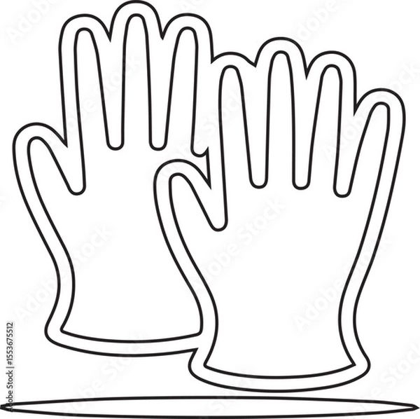 Fototapeta Vector illustration of lab gloves with black editable stroke on transparent background ideal for medical, scientific, laboratory safety visuals, protective equipment designs, and healthcare infographi
