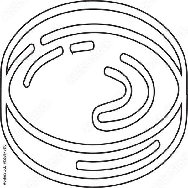 Fototapeta Vector illustration of a petri dish with black editable stroke on transparent background ideal for microbiology visuals, laboratory equipment, scientific education, medical research, and biology infog