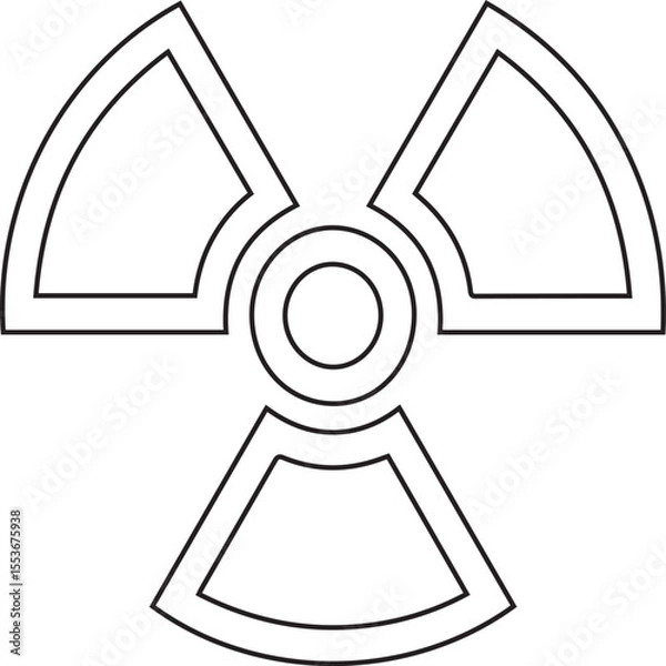 Fototapeta Vector illustration of a radiation hazard symbol with black editable stroke on transparent background ideal for safety signage, nuclear energy visuals, warning icons, and hazard communication designs
