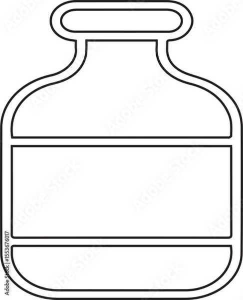 Fototapeta Vector illustration of a reagent bottle with black editable stroke on transparent background ideal for laboratory equipment visuals, scientific education, chemical storage, and medical research design