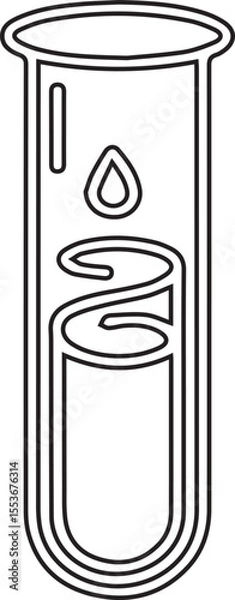 Fototapeta Vector illustration of a test tube with black editable stroke on transparent background ideal for laboratory visuals, scientific research, educational content, chemical experiments, and medical design