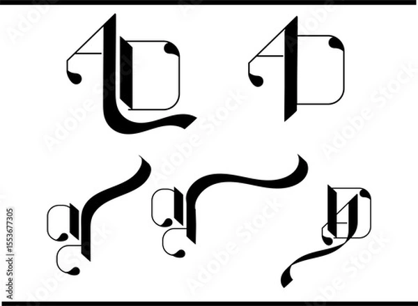Obraz Elegant AD Alphabet Logo – Interlocked A and D Letters in Vintage Calligraphy