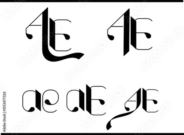 Obraz AE Calligraphy Logo – Elegant A and E Interlocked Monogram Emblem Design