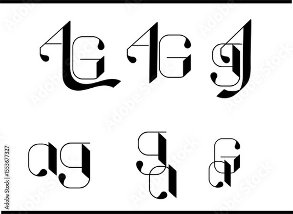 Obraz A and G Overlapped Letter Logo – Stylish AG Emblem in Script Calligraphy Style