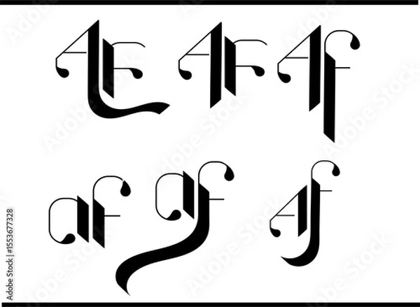 Obraz AF Calligraphy Logo – Elegant A and F Interlocked Monogram Emblem Design