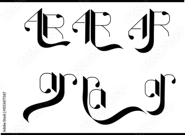 Obraz AR Calligraphy Logo – Elegant A and R Interlocked Monogram Emblem Design