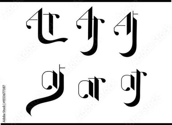 Obraz Luxury AT Emblem – Handwritten Calligraphy Logo with Intertwined A and T