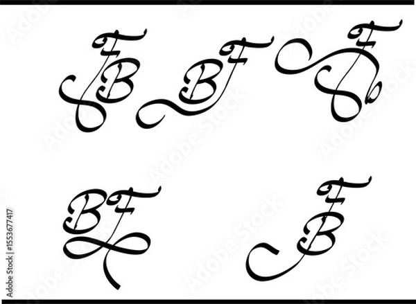 Obraz FB Calligraphy Logo – Elegant F and B Interlocked Monogram Emblem Design