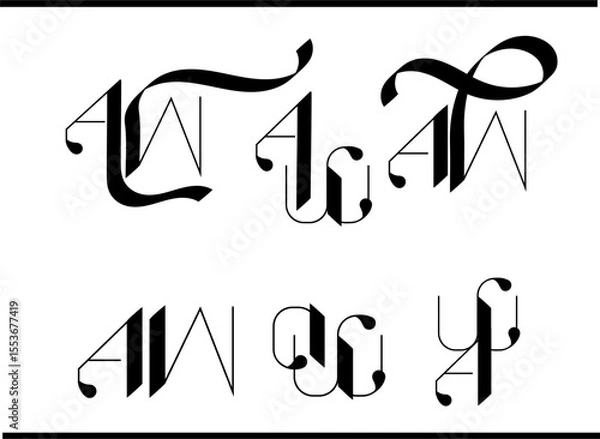 Obraz AW Calligraphy Logo – Elegant A and W Interlocked Monogram Emblem Design