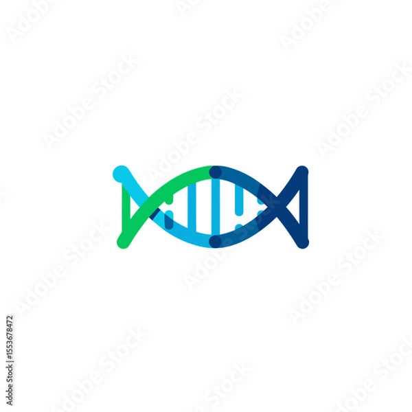 Fototapeta DNA helix colorful icon for genetics, science and healthcare design