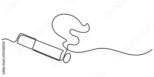 Fototapeta Cigarette Icon Line Art, One continuous single drawn line art doodle cigarette, smoke, Single one line drawing hand hold tobacco cigarette. No tobacco day concept. 