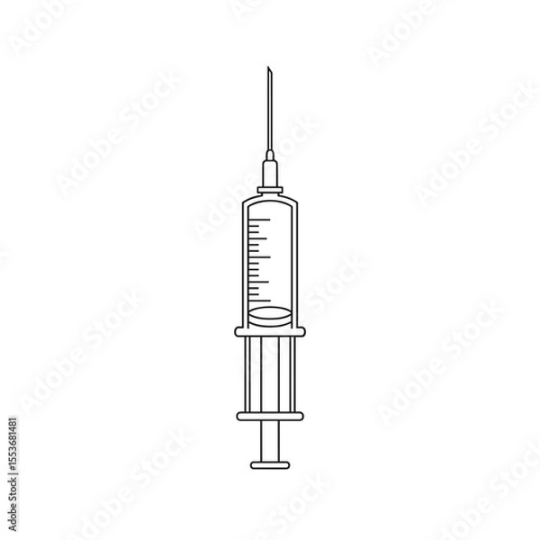Fototapeta Syringe line icon for medical injection and vaccination design
