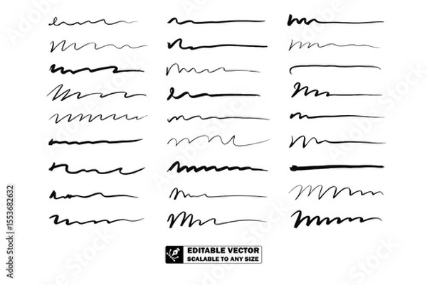Obraz A collection of twenty seven handwritten signatures in black ink on a white background surface