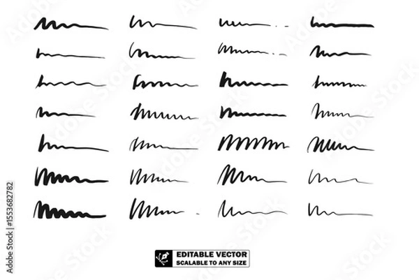 Obraz A collection of twenty seven handwritten signatures in black ink on a white background surface