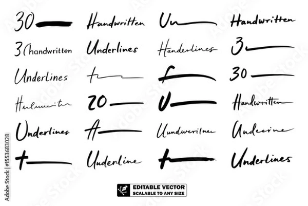 Obraz A collection of twenty seven handwritten signatures in black ink on a white background surface