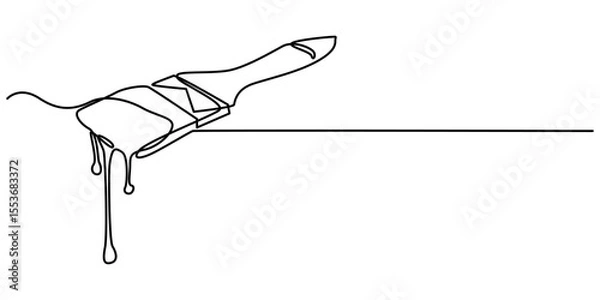 Fototapeta Continuous one line drawing of paint brush, Construction and repair. A wide brush paint vector illustration, Paint brush outline drawing illustration. one continuous line drawing of painter brush. 