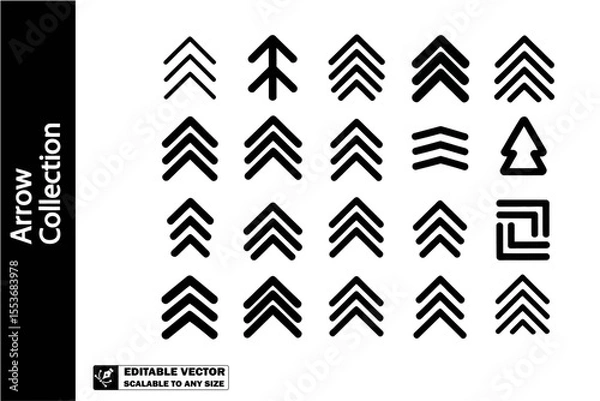 Obraz A collection of various black arrow icons pointing in different directions on a white background plain image