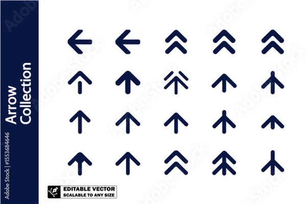 Obraz A collection of various black arrow icons pointing in different directions on a white background plain image