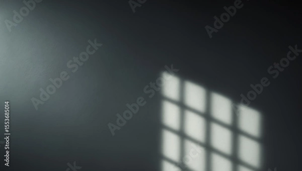 Obraz Minimalistic blurred shadow on black wall in dark room