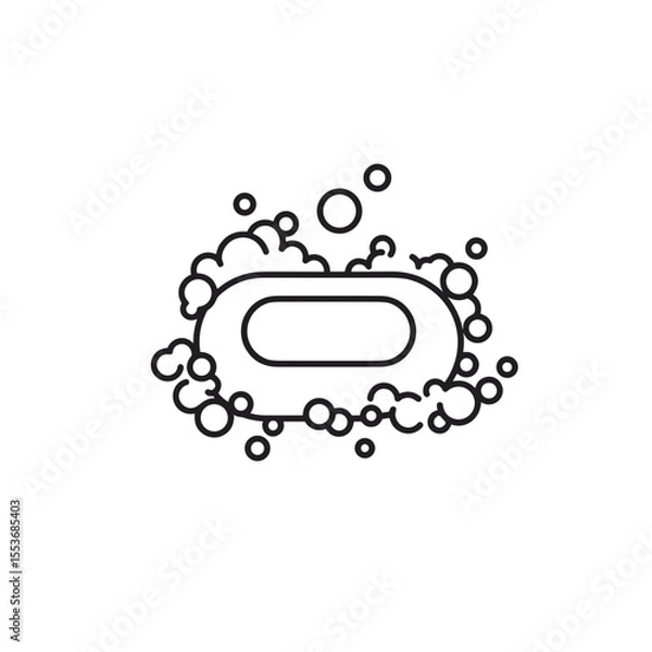 Fototapeta Soap bar with bubbles line icon for hygiene and wellness design